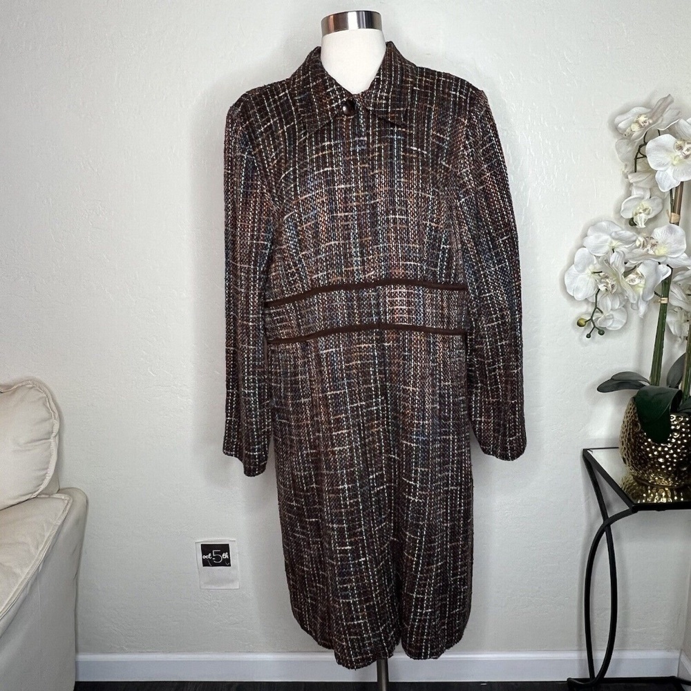 Sag harbor vintage brown tweed long jacket size 18